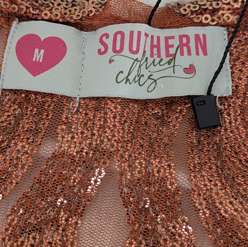 Southern Fried Chics NWT Copper Sequin Duster Medium - Picture 13 of 14